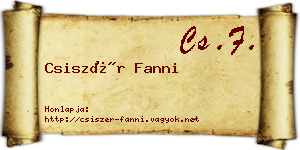 Csiszér Fanni névjegykártya